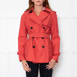 Coach Coral Red Short Length Trench Coat