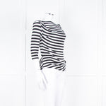 Vivienne Westwood White Black Stripes 3/4 Sleeves Wide Neck Top