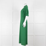 Emilia Wickstead Green High Neck Cold Shoulder Midi Dress