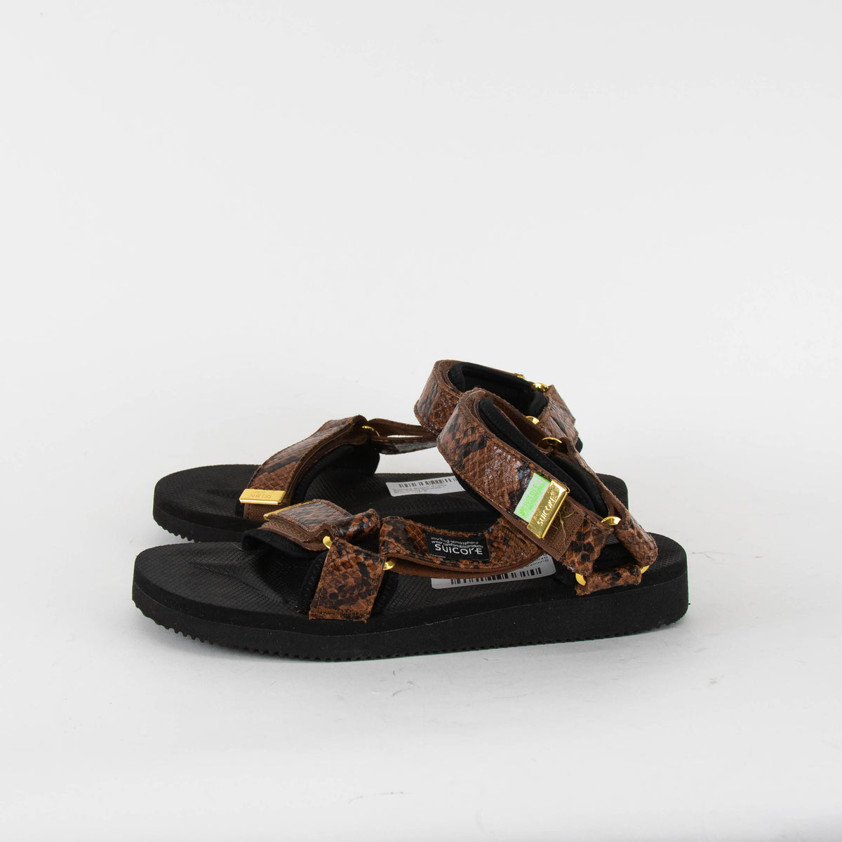 Suicoke Brown Snake Skin Effect Sandals