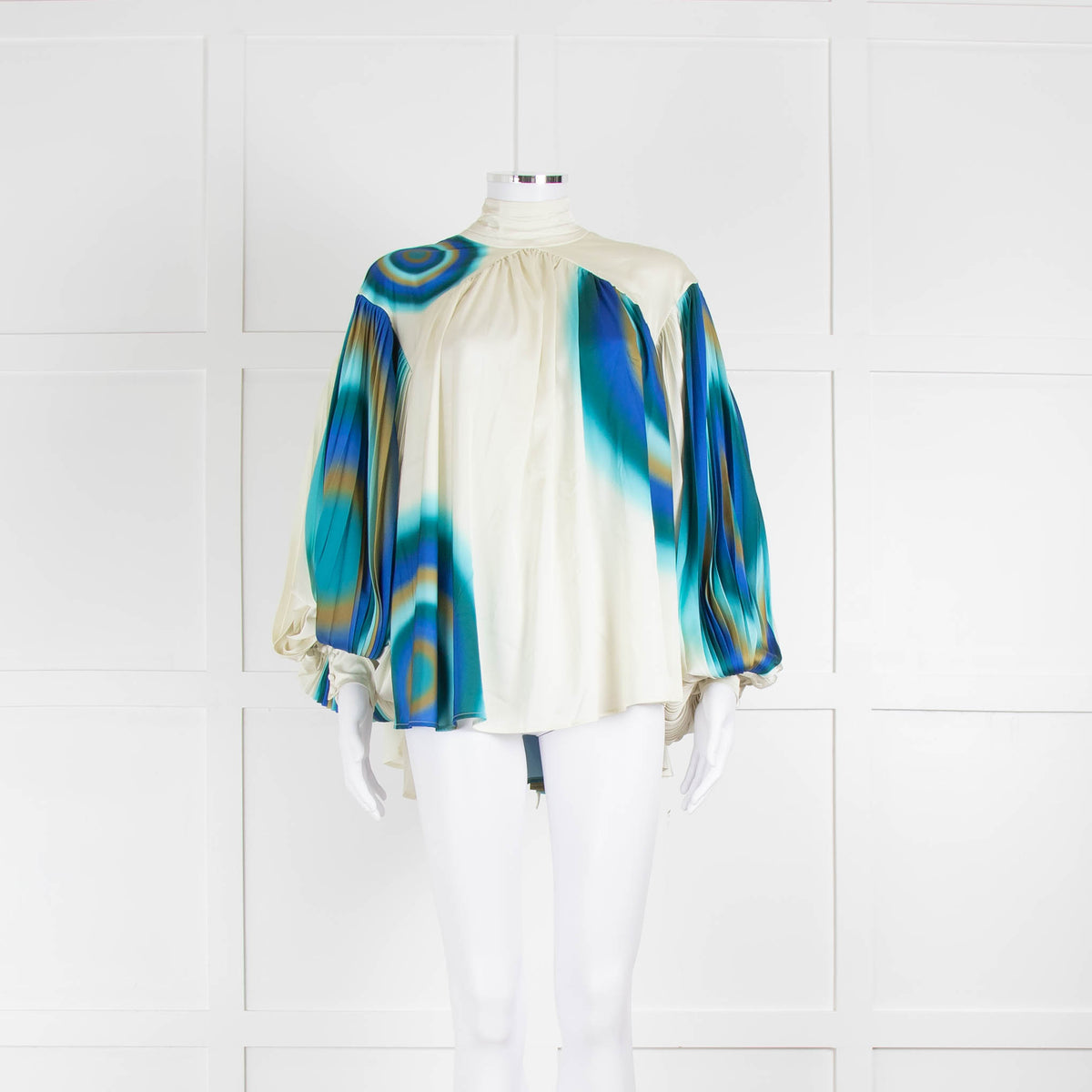 Alemais Peacock Print Plisse Blouse