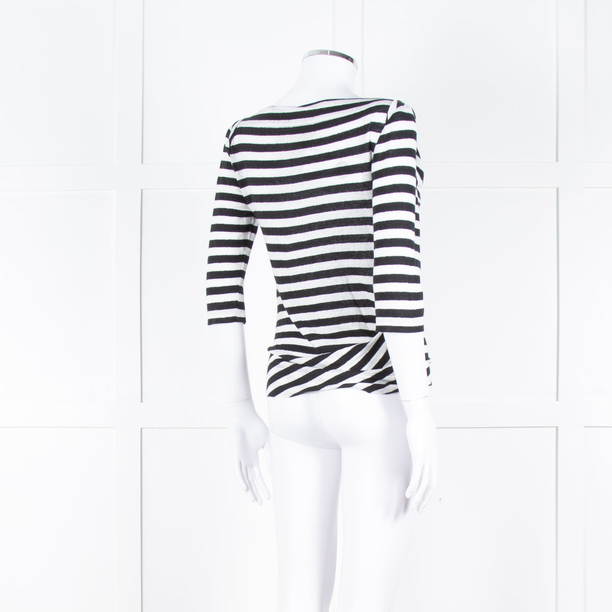 Vivienne Westwood White Black Stripes 3/4 Sleeves Wide Neck Top