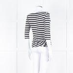 Vivienne Westwood White Black Stripes 3/4 Sleeves Wide Neck Top