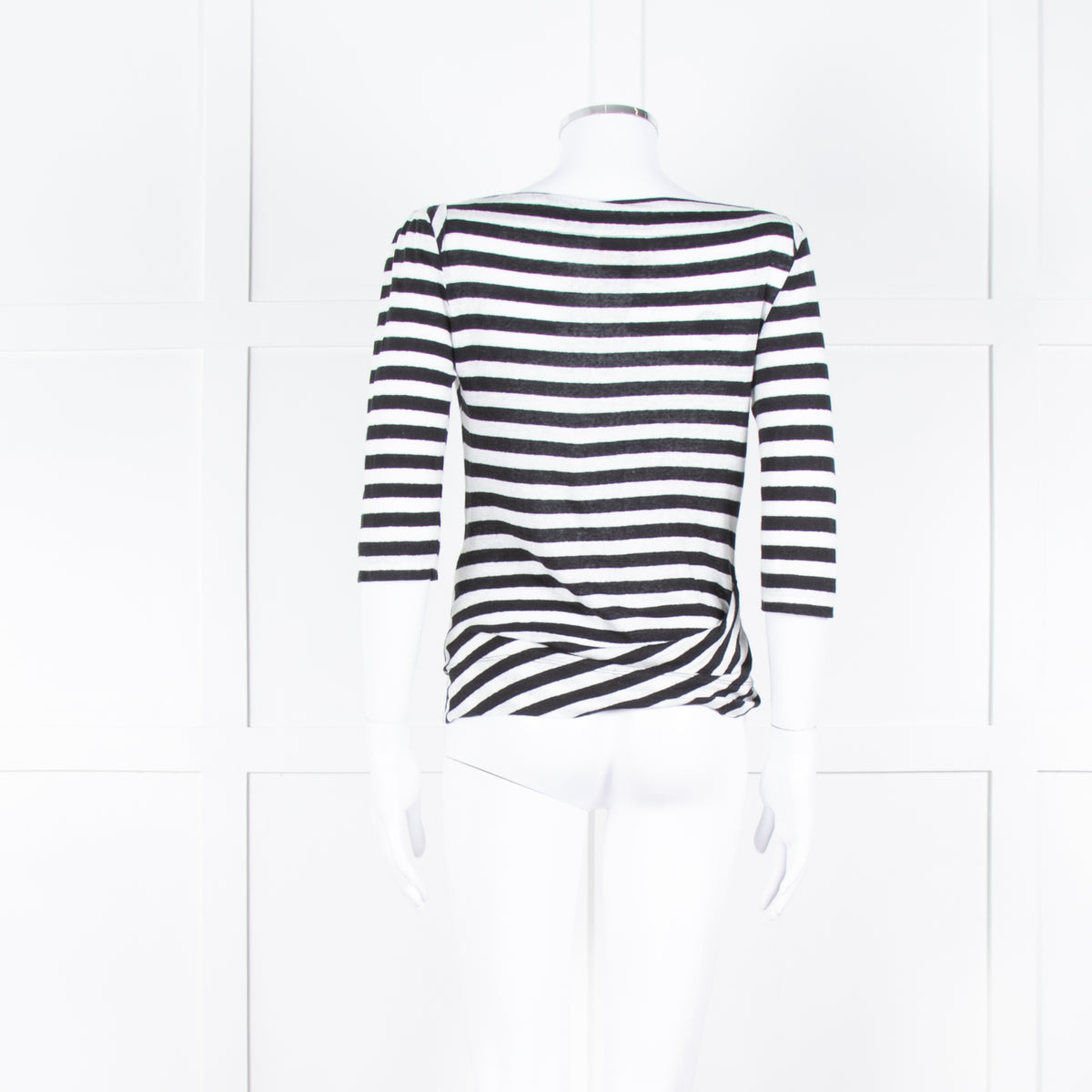 Vivienne Westwood White Black Stripes 3/4 Sleeves Wide Neck Top