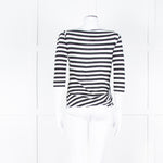 Vivienne Westwood White Black Stripes 3/4 Sleeves Wide Neck Top