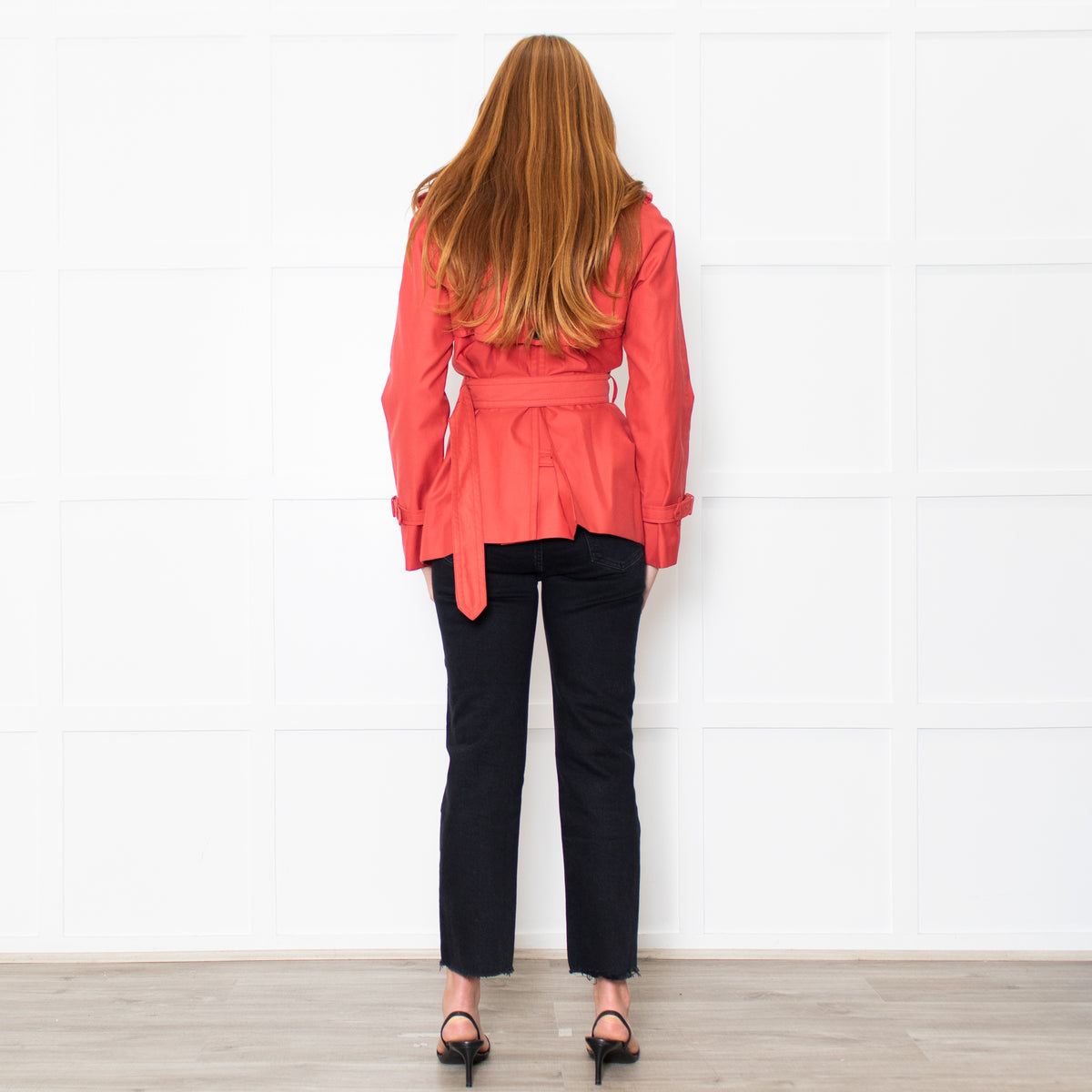 Coach Coral Red Short Length Trench Coat