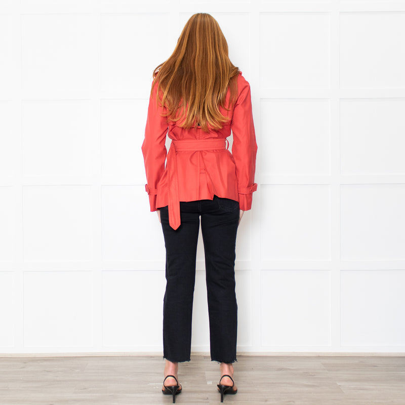 Coach Coral Red Short Length Trench Coat