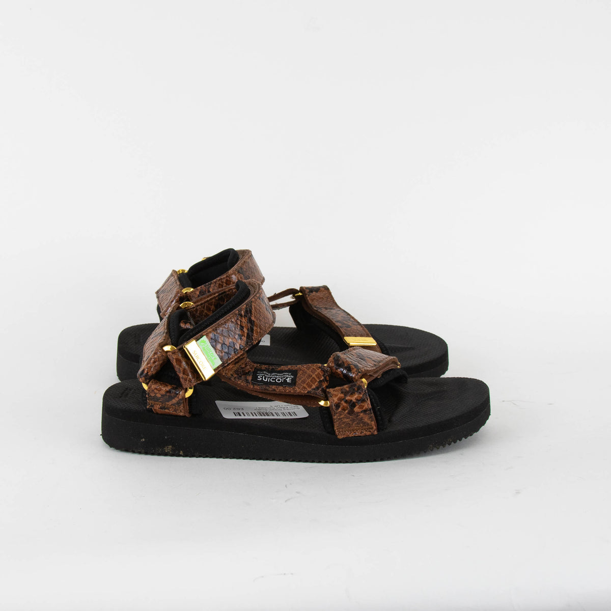 Suicoke Brown Snake Skin Effect Sandals