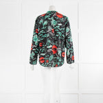 Rixo London Black Red Green Floral Print Blouse