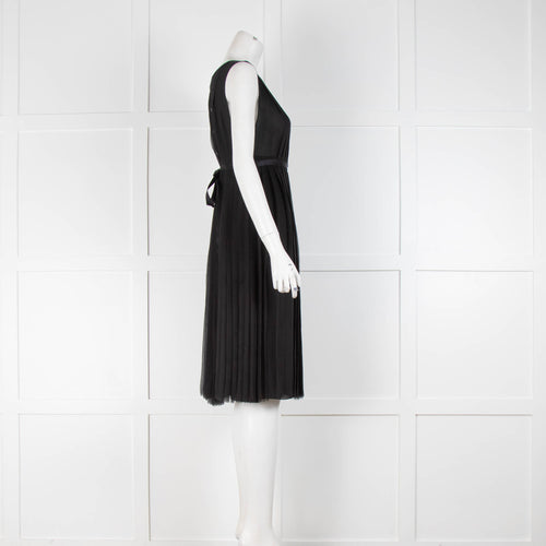 Chanel Black Pleated Sleeveless Midi Dress