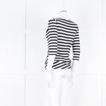Vivienne Westwood White Black Stripes 3/4 Sleeves Wide Neck Top