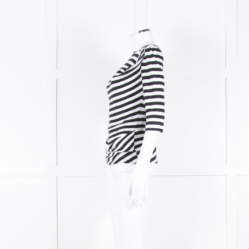 Vivienne Westwood White Black Stripes 3/4 Sleeves Wide Neck Top