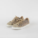 Rene Caovilla Beige Snake Skin Diamante Toe Trainers