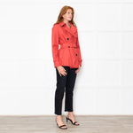 Coach Coral Red Short Length Trench Coat