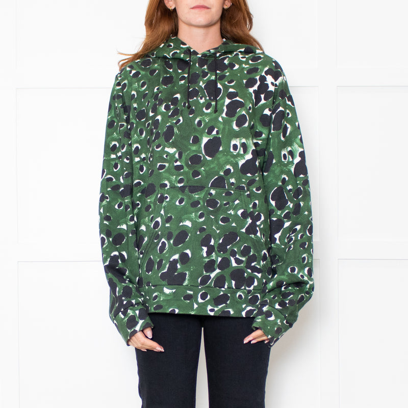 Marni Green Animal Print Hooded Sweatshirt
