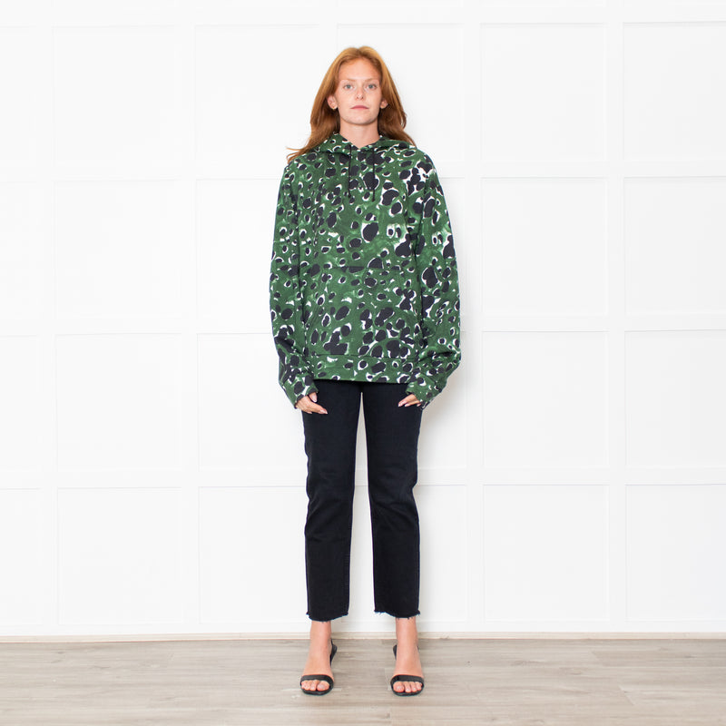 Marni Green Animal Print Hooded Sweatshirt