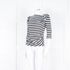 Vivienne Westwood White Black Stripes 3/4 Sleeves Wide Neck Top