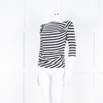 Vivienne Westwood White Black Stripes 3/4 Sleeves Wide Neck Top
