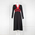 Michael Kors Black Red Trim Long Sleeve Dress