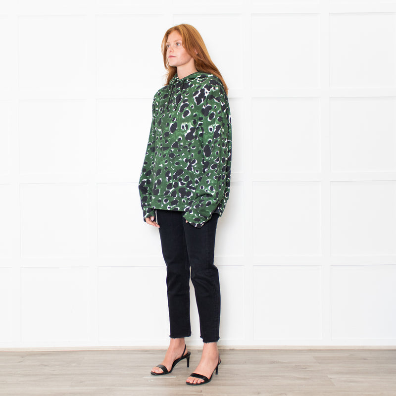 Marni Green Animal Print Hooded Sweatshirt