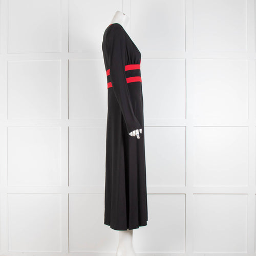 Michael Kors Black Red Trim Long Sleeve Dress