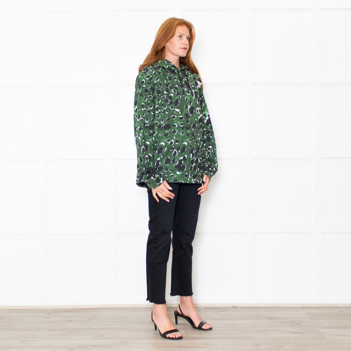 Marni Green Animal Print Hooded Sweatshirt