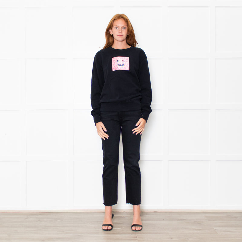 Acne Studios Black Pink Beaded Face Sweatshirt