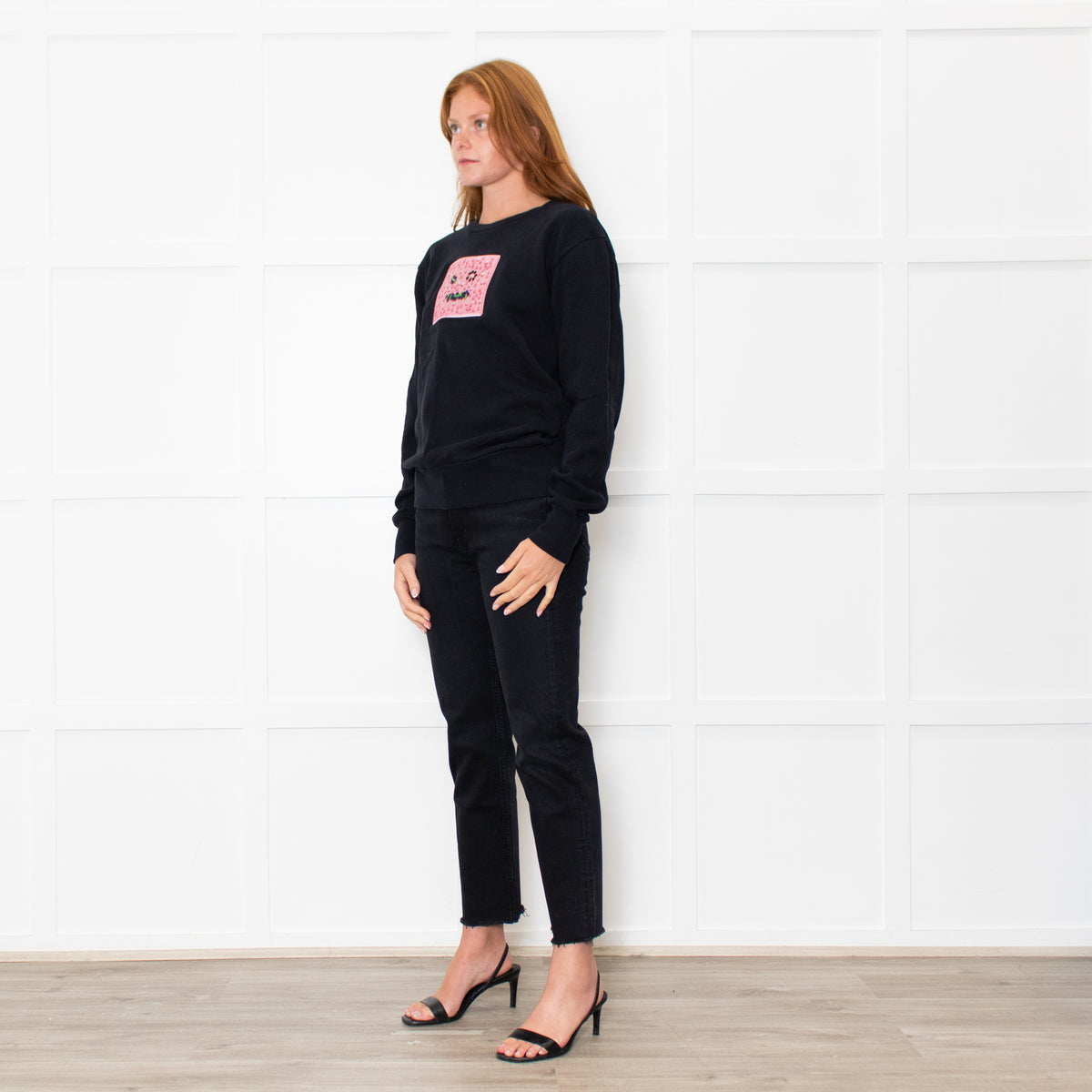 Acne Studios Black Pink Beaded Face Sweatshirt