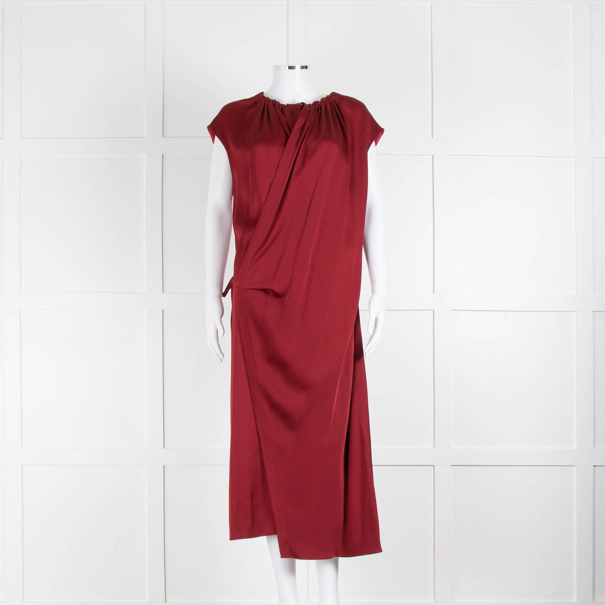 Joseph Burgundy Sleeveless Wrap Dress