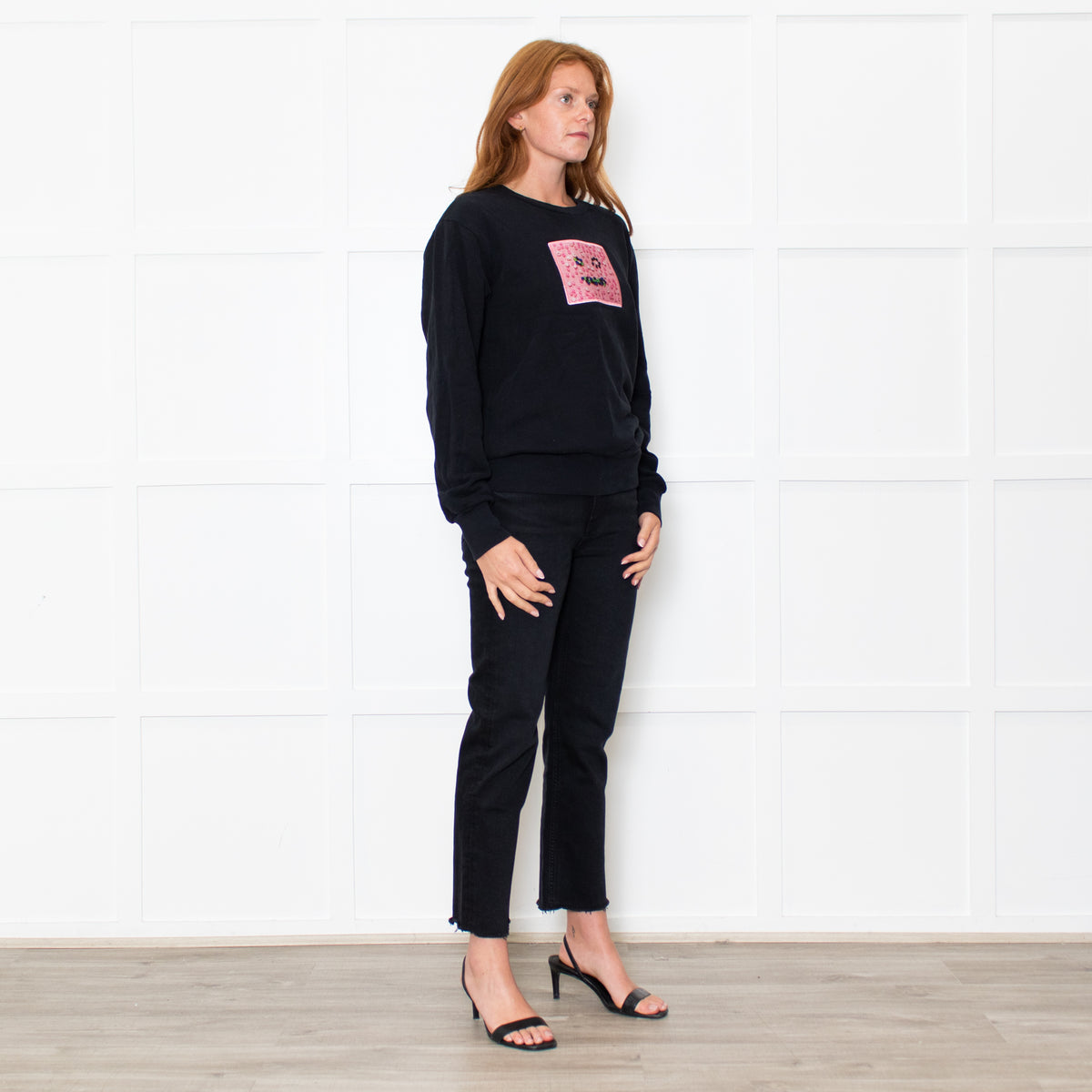 Acne Studios Black Pink Beaded Face Sweatshirt