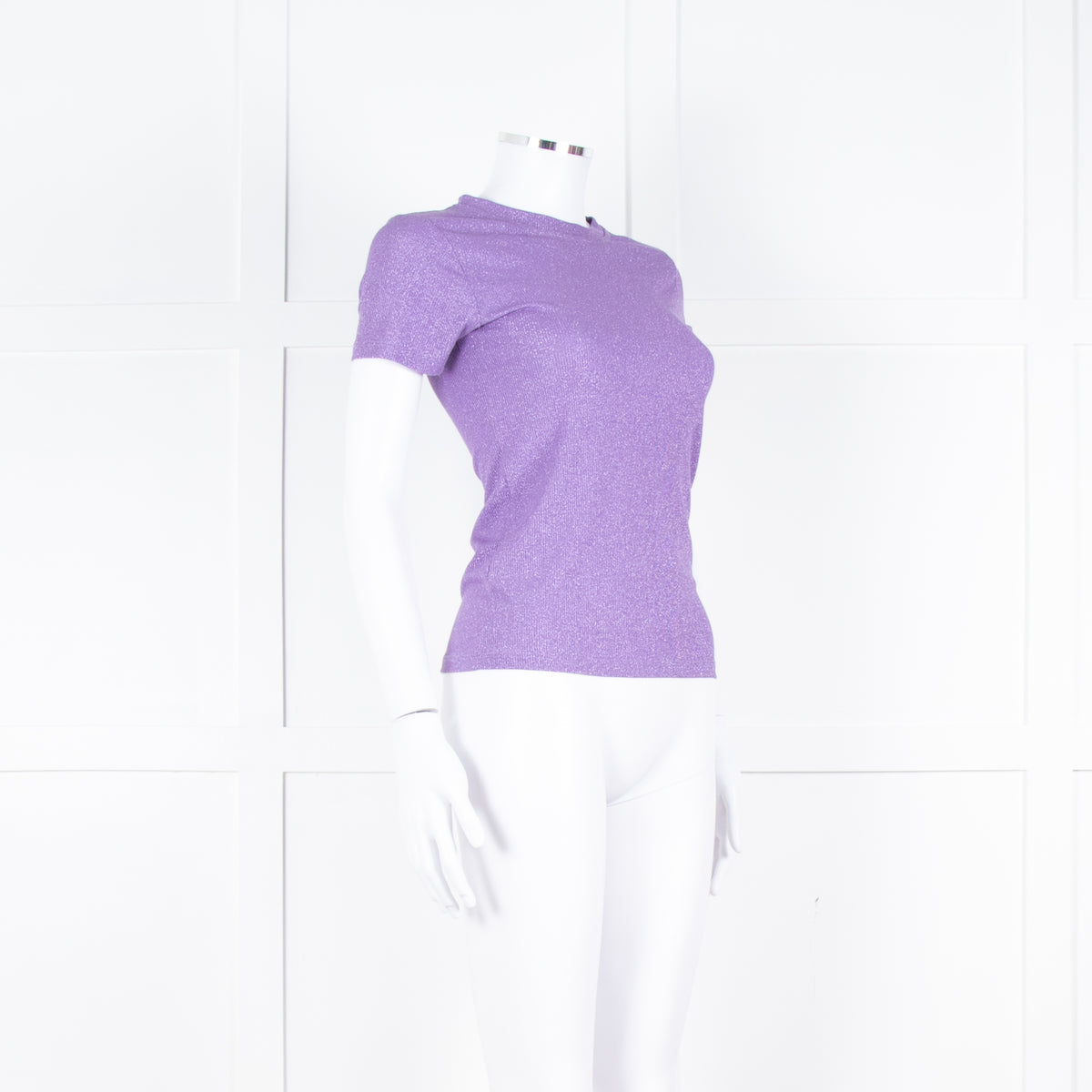 Essentiel Antwerp Purple Knit Metallic Thread Round Neck Top