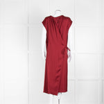 Joseph Burgundy Sleeveless Wrap Dress