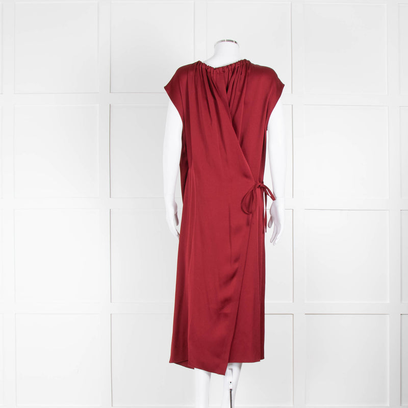 Joseph Burgundy Sleeveless Wrap Dress