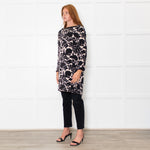 Diane Von Furstenberg Black Beige Floral Tunic