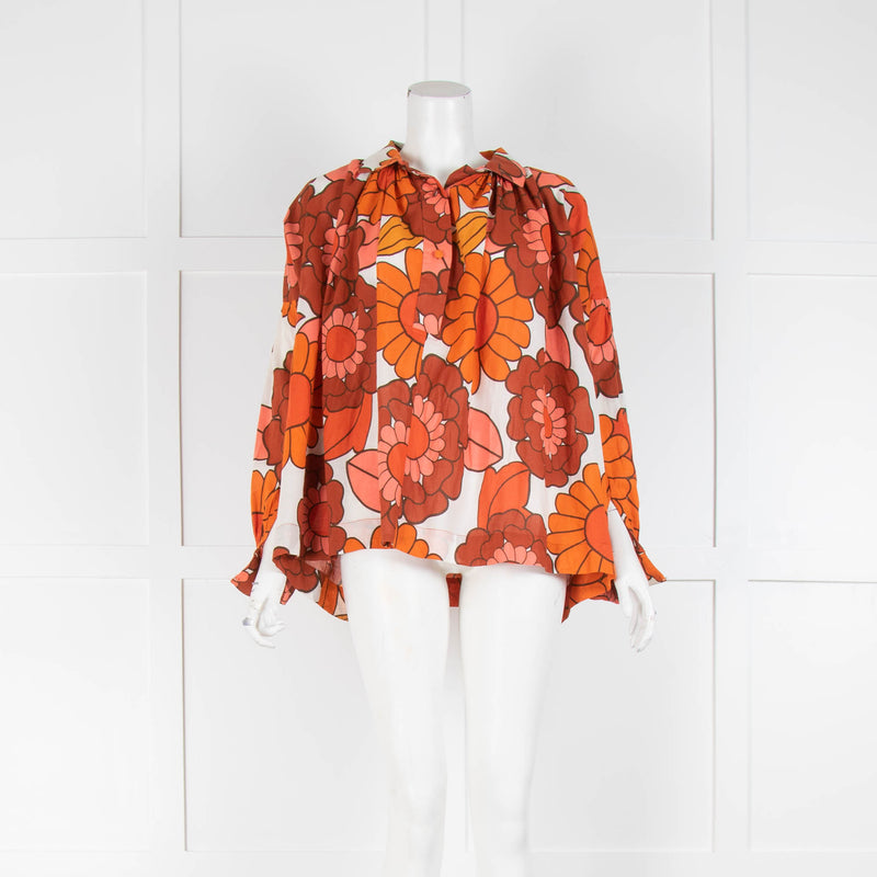 Dodo Bar Or Cream Orange Floral Cotton Long Sleeve Top