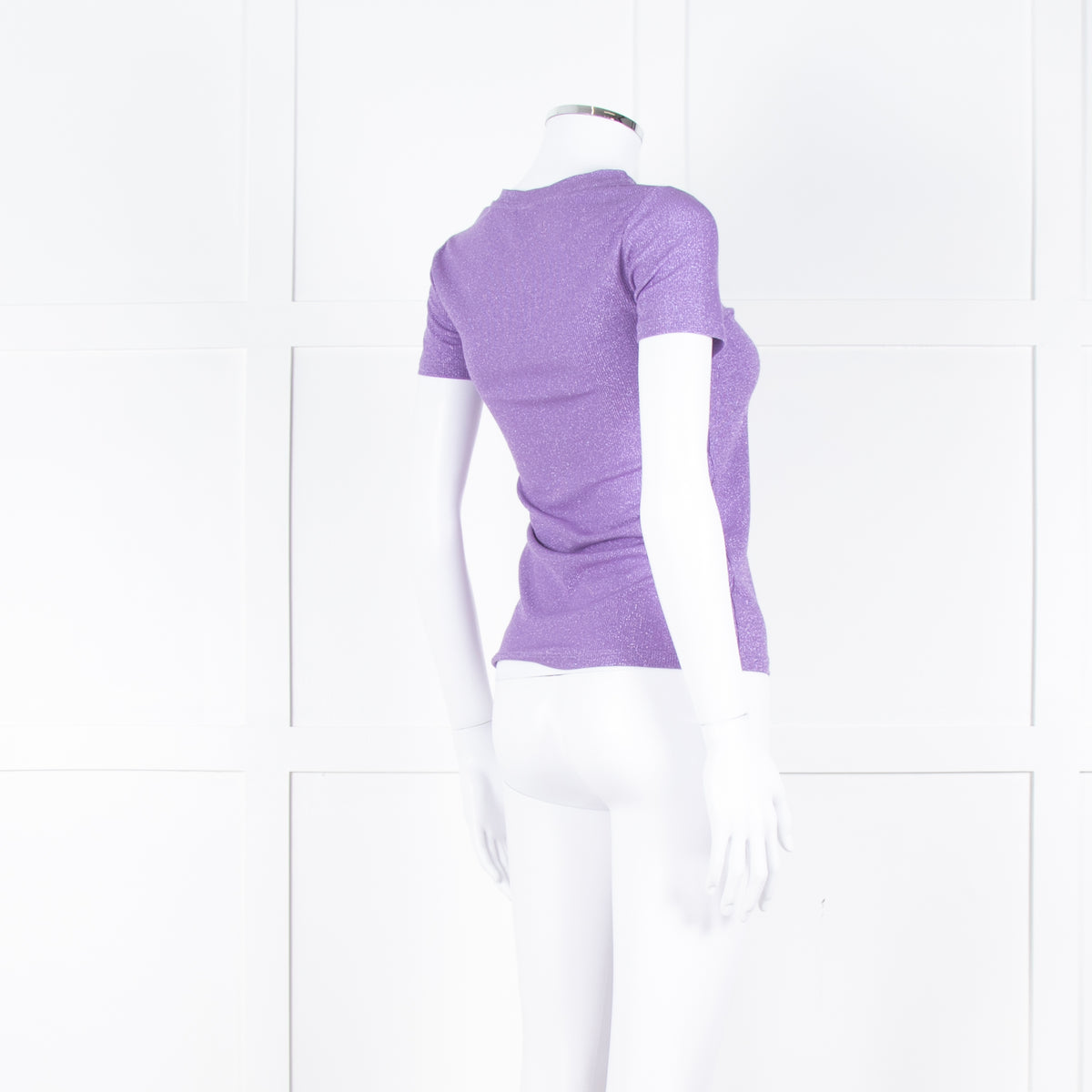 Essentiel Antwerp Purple Knit Metallic Thread Round Neck Top