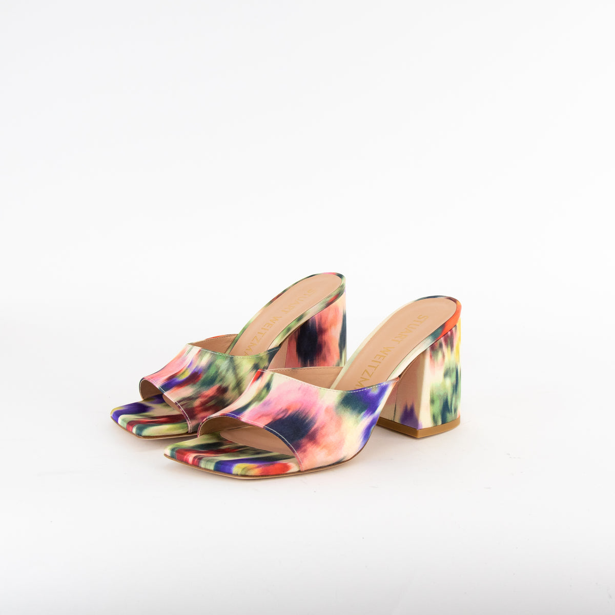 Stuart Weitzman Lilac Metallic Block Heel Sandal