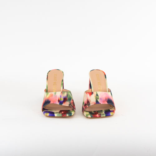 Stuart Weitzman Lilac Metallic Block Heel Sandal