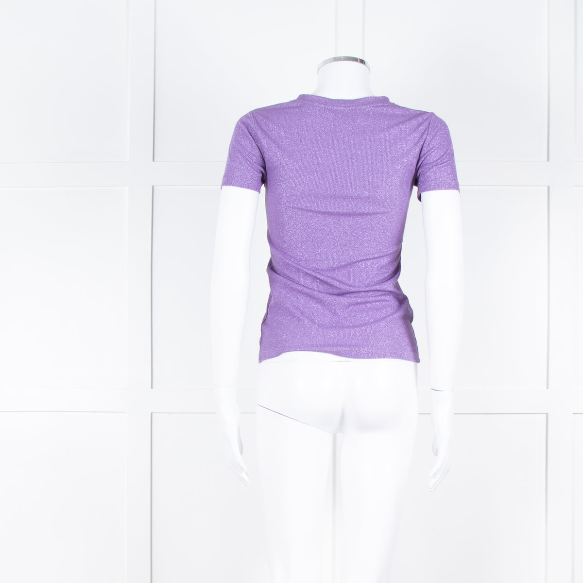 Essentiel Antwerp Purple Knit Metallic Thread Round Neck Top