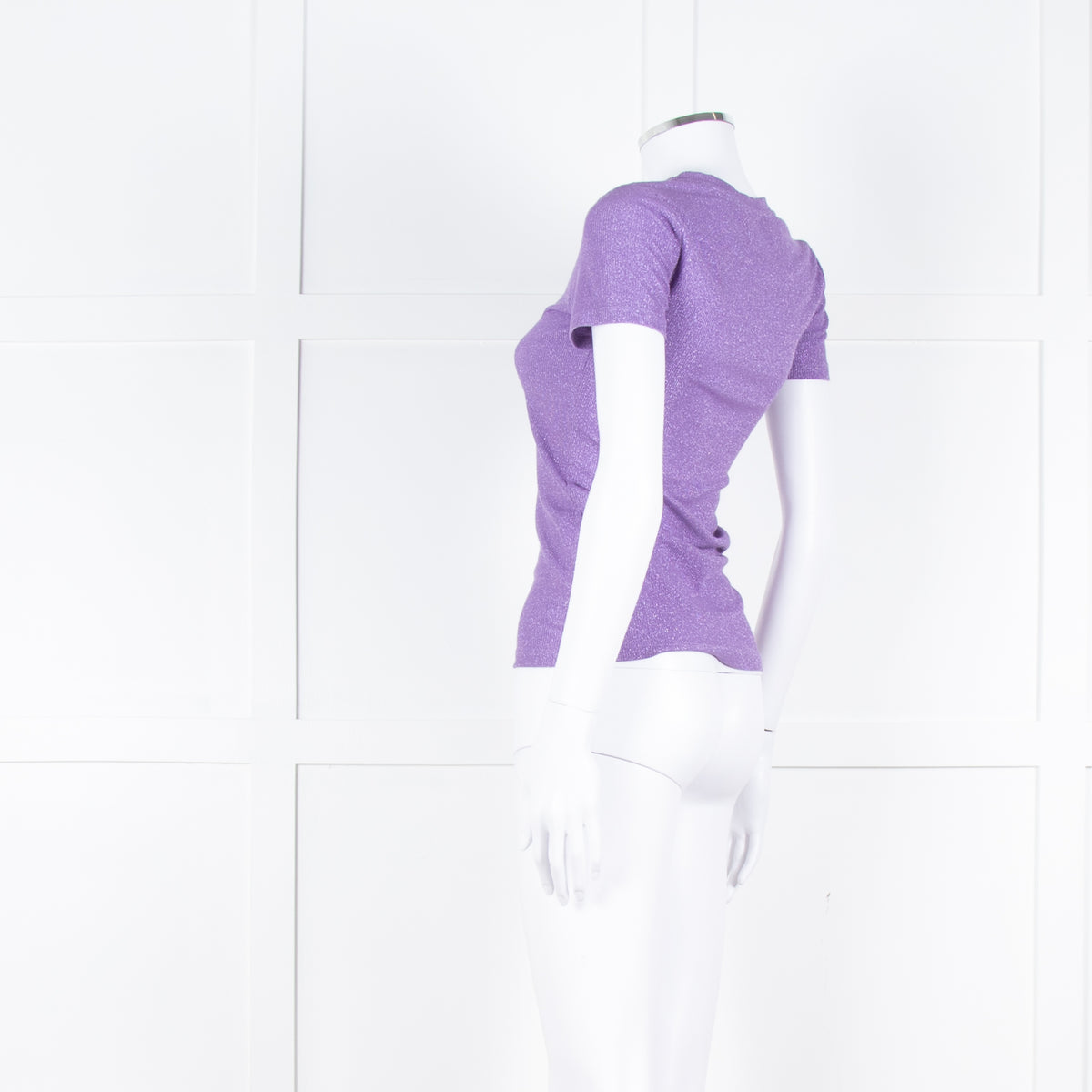 Essentiel Antwerp Purple Knit Metallic Thread Round Neck Top