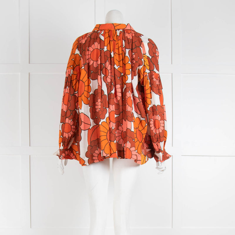 Dodo Bar Or Cream Orange Floral Cotton Long Sleeve Top