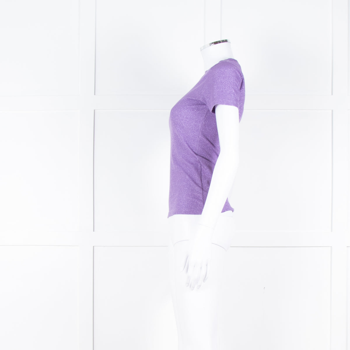 Essentiel Antwerp Purple Knit Metallic Thread Round Neck Top