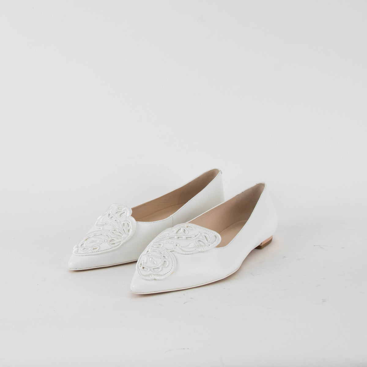 Sophia Webster White Butterfly Embellished Pointy Shoes