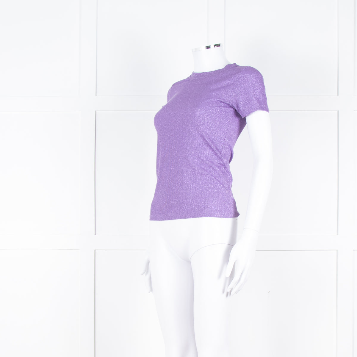 Essentiel Antwerp Purple Knit Metallic Thread Round Neck Top