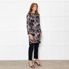Diane Von Furstenberg Black Beige Floral Tunic