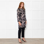 Diane Von Furstenberg Black Beige Floral Tunic