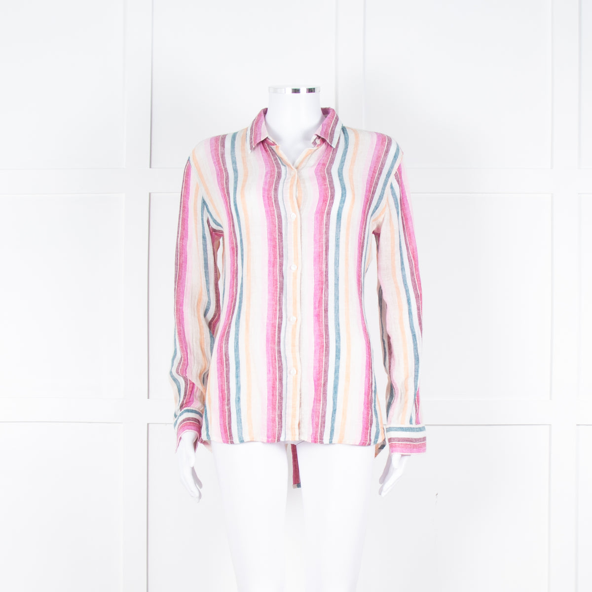 Rails Multi Coloured Stripes Gold Lurex Front Open Cotton Shirt