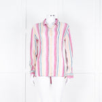Rails Multi Coloured Stripes Gold Lurex Front Open Cotton Shirt