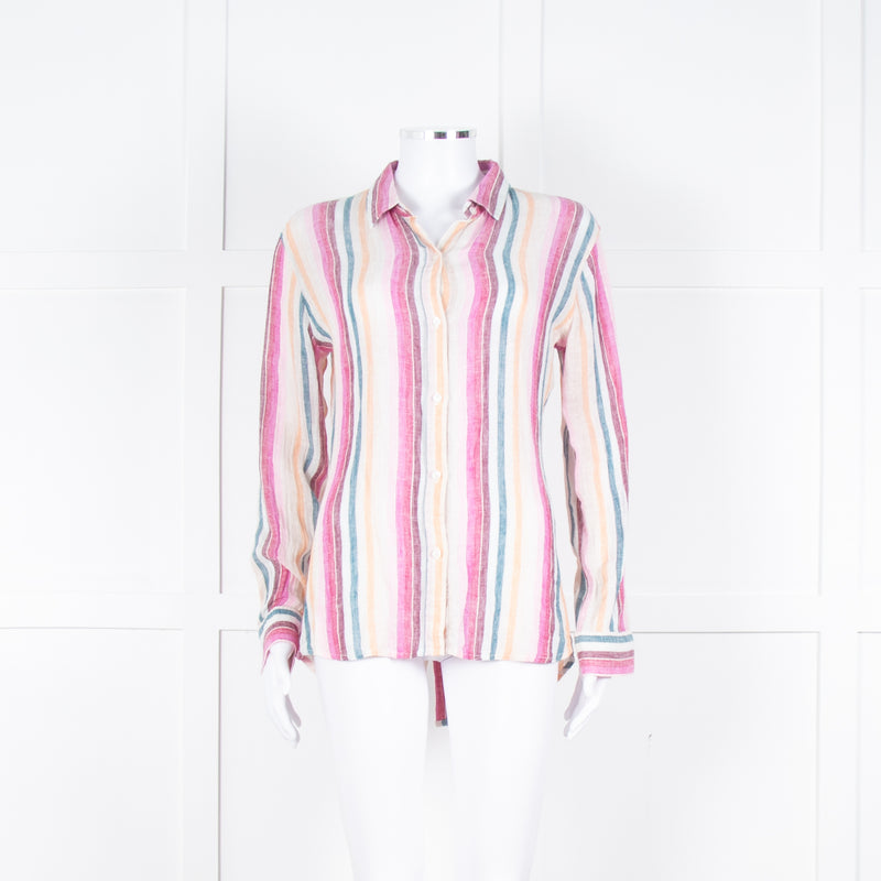 Rails Multi Coloured Stripes Gold Lurex Front Open Cotton Shirt