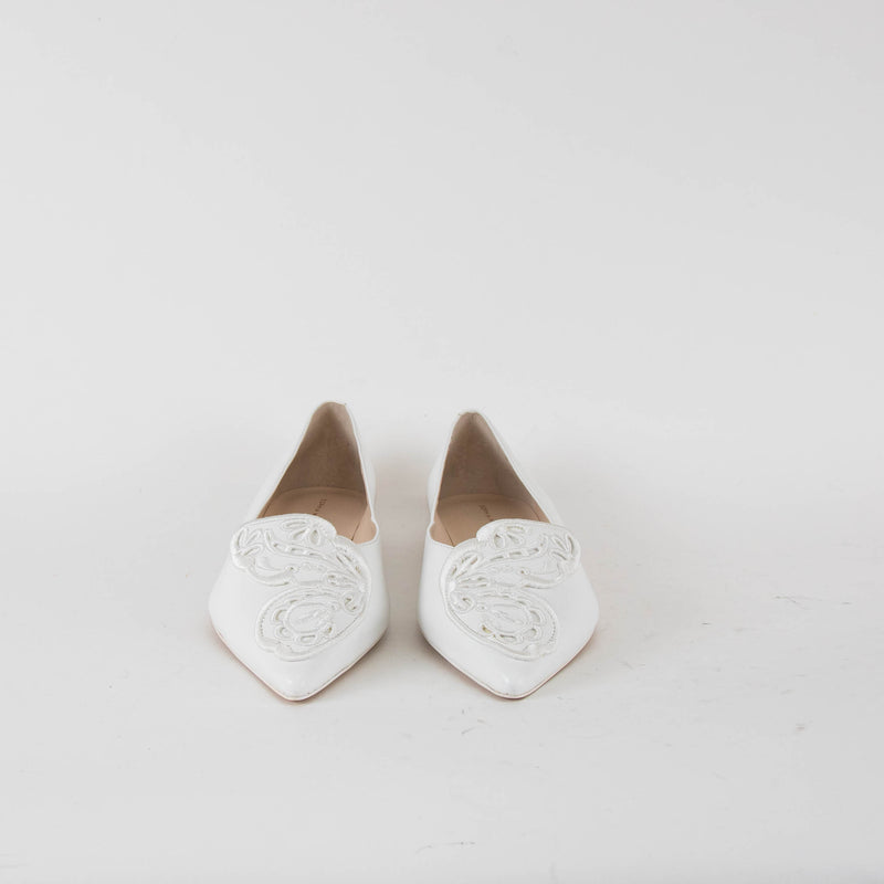 Sophia Webster White Butterfly Embellished Pointy Shoes